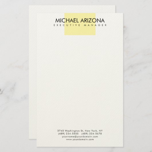 Modern Minimalist Simple Plain Briefpapier (Vorne/Hinten)
