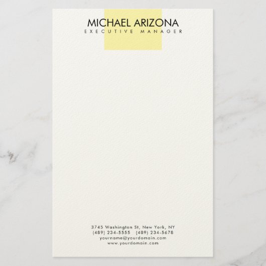 Modern Minimalist Simple Plain Briefpapier (Vorderseite)