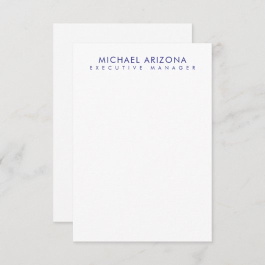 Modern Minimalist Simple Plain Own Name Begleitkarte (Vorne/Hinten)