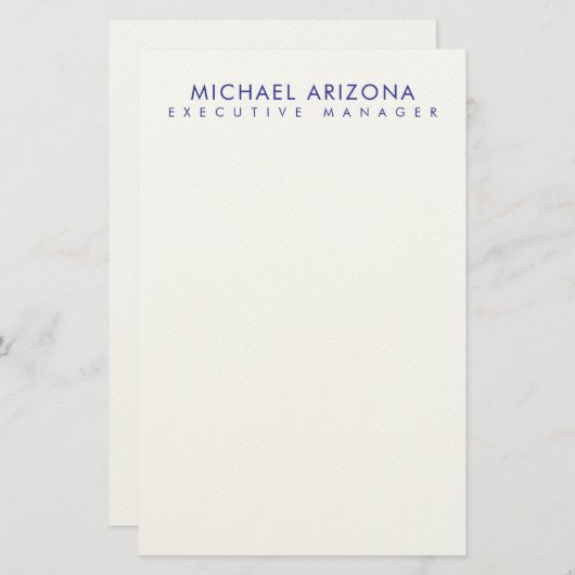 Modern Minimalist Simple Plain Own Name Briefpapier (Vorne/Hinten)