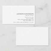 Modern Minimalist Simple Professional Black White Visitenkarte (Vorne/Hinten)