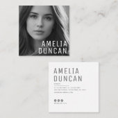 Modern Minimalist Simple Professional Photo Square Quadratische Visitenkarte (Vorne/Hinten)