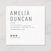 Modern Minimalist Simple Professional Photo Square Quadratische Visitenkarte (Rückseite)