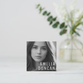 Modern Minimalist Simple Professional Photo Square Quadratische Visitenkarte (Stehend Vorderseite)