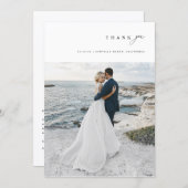 Modern Minimalist Simple Script Wedding Photo Dankeskarte (Vorne/Hinten)