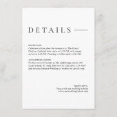 Modern Minimalist Simple Wedding Details Begleitkarte (Vorderseite)