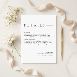 Modern Minimalist Simple Wedding Details Begleitkarte