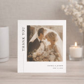 Modern Minimalist Square Romantic Wedding Photo Dankeskarte