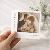 Modern Minimalist Square Romantic Wedding Photo Dankeskarte