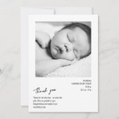 Modern Minimalist Stripe Baby Photo Birth Arrival Dankeskarte (Vorderseite)