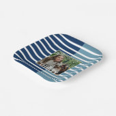 Modern Minimalist Striped 30th Birthday Photo Pappteller (Gewinkelt)