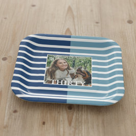 Modern Minimalist Striped 30th Birthday Photo Pappteller