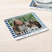 Modern Minimalist Striped 30th Birthday Photo Rechteckiger Pappuntersetzer (angewinkelt)