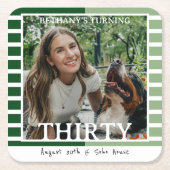 Modern Minimalist Striped 30th Birthday Photo Rechteckiger Pappuntersetzer (Vorderseite)