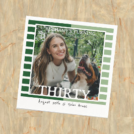 Modern Minimalist Striped 30th Birthday Photo Serviette