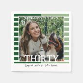 Modern Minimalist Striped 30th Birthday Photo Serviette (Vorderseite)