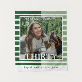 Modern Minimalist Striped 30th Birthday Photo Wandteppich (Vorderseite)