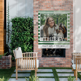 Modern Minimalist Striped 30th Birthday Photo Wandteppich