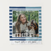 Modern Minimalist Striped 30th Birthday Photo Wandteppich (Vorderseite)