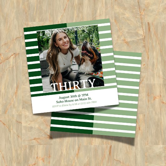 Modern Minimalist Striped 30th Birthday Square Einladung