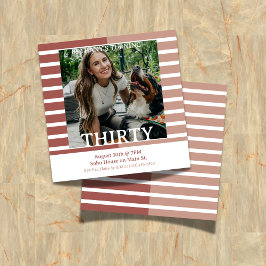 Modern Minimalist Striped 30th Birthday Square Einladung