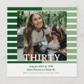 Modern Minimalist Striped 30th Birthday Square Einladung (Vorderseite)