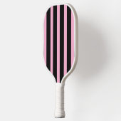 Modern Minimalist Stripes Pink Black Custom Pickleball Schläger (Links)