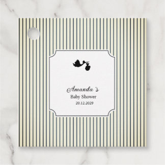 Modern & Minimalist Stripes Stork Baby Shower  Geschenkanhänger