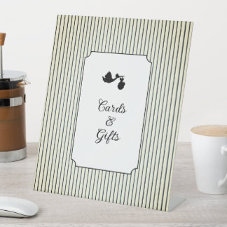 Modern & Minimalist Stripes Stork Card & Gifts  Sockelschild