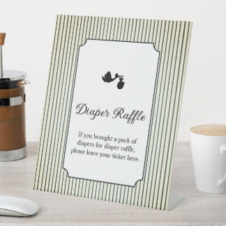 Modern & Minimalist Stripes Stork Diaper Raffle  Sockelschild
