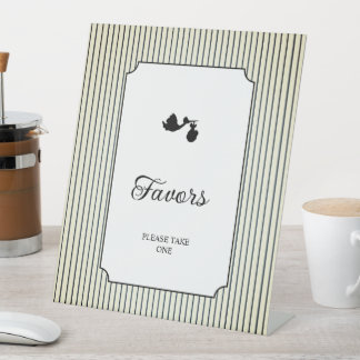 Modern & Minimalist Stripes Stork Favors Sockelschild