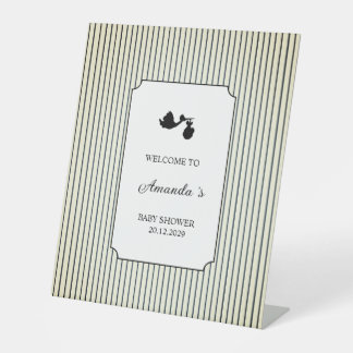 Modern & Minimalist Stripes Stork Welcome Sockelschild
