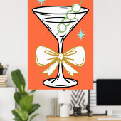Modern Minimalist Stylish Martini Cocktail Trendy Poster (Heimbüro)