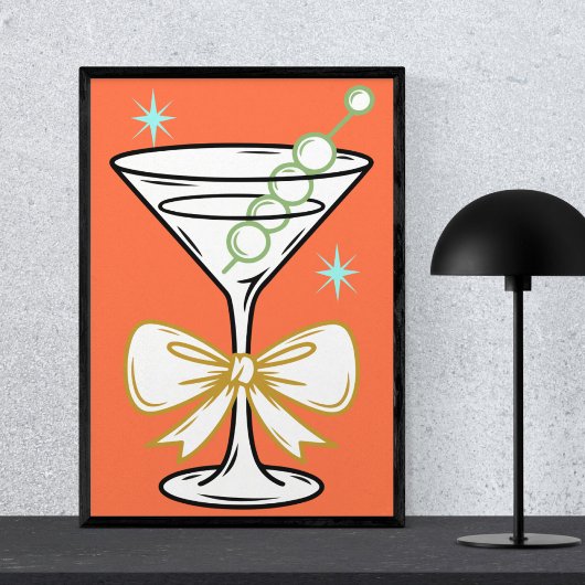 Modern Minimalist Stylish Martini Cocktail Trendy Poster
