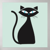 Modern Minimalist Stylish Retro Atomic Black Cat Poster (Vorne)
