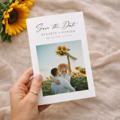 Modern Minimalist Sunflower Photo Wedding Save The Date