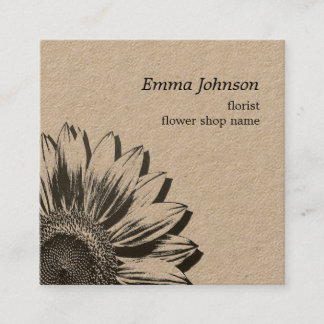 Modern Minimalist Sunflower | Square Business Card Quadratische Visitenkarte