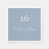 Modern Minimalist Sweet 16th Pink Blue Serviette (Vorderseite)