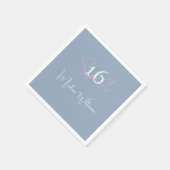 Modern Minimalist Sweet 16th Pink Blue Serviette (Ecke)