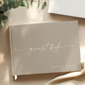 Modern Minimalist Taupe Script Wedding Gästebuch