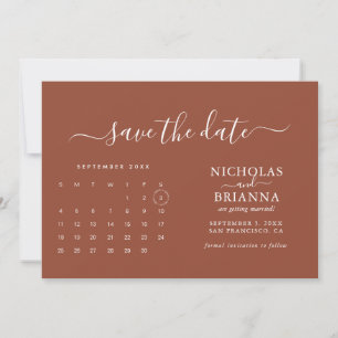 Modern Minimalist Terracotta Calendar Budget Save The Date