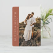 Modern Minimalist Terracotta Photo Save the Date Einladung (Stehend Vorderseite)