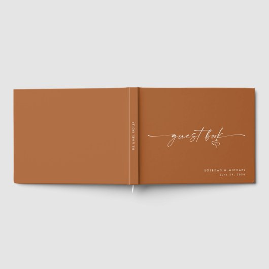 Modern Minimalist Terracotta Script Wedding Gästebuch (Voll)