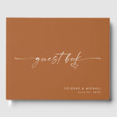 Modern Minimalist Terracotta Script Wedding  Gästebuch (Vorderseite)