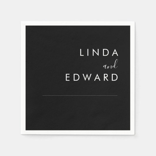 Modern Minimalist Traditional  Black Wedding Serviette (Vorderseite)