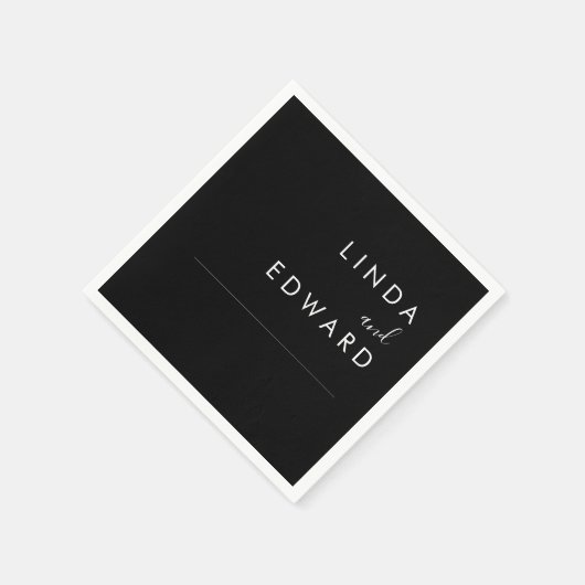 Modern Minimalist Traditional Black Wedding Serviette (Ecke)