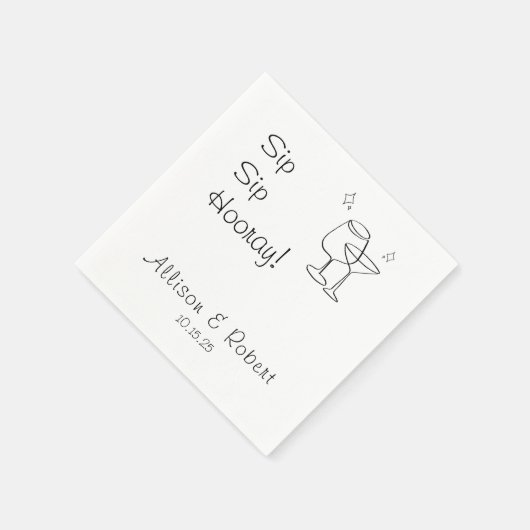 Modern Minimalist Trendy Cocktail Sip Sip Hooray Serviette (Ecke)