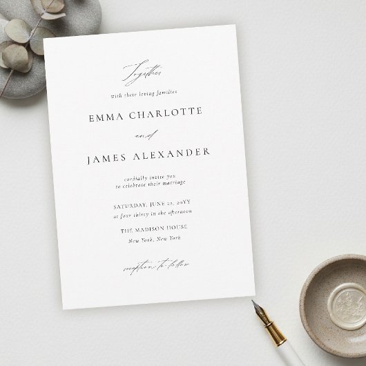 Modern Minimalist Typography Calligraphy Wedding Einladung