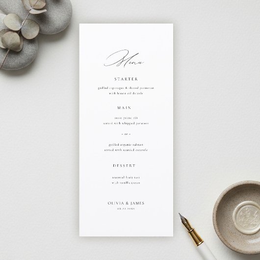 Modern Minimalist Typography Calligraphy Wedding Menükarte