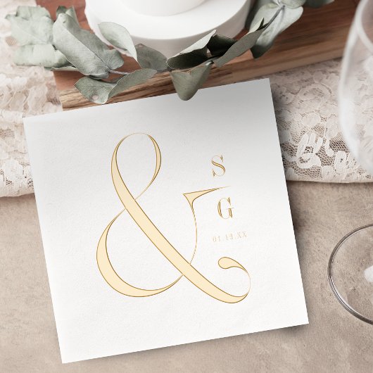 Modern minimalist typography couples monogram servietten mit folie